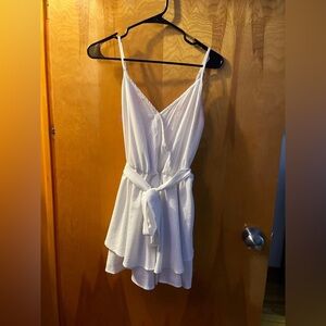 White Sleeveless Wrap Dress